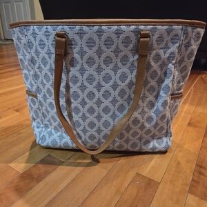 Thirty-One Blue and Tan Geometric Tote